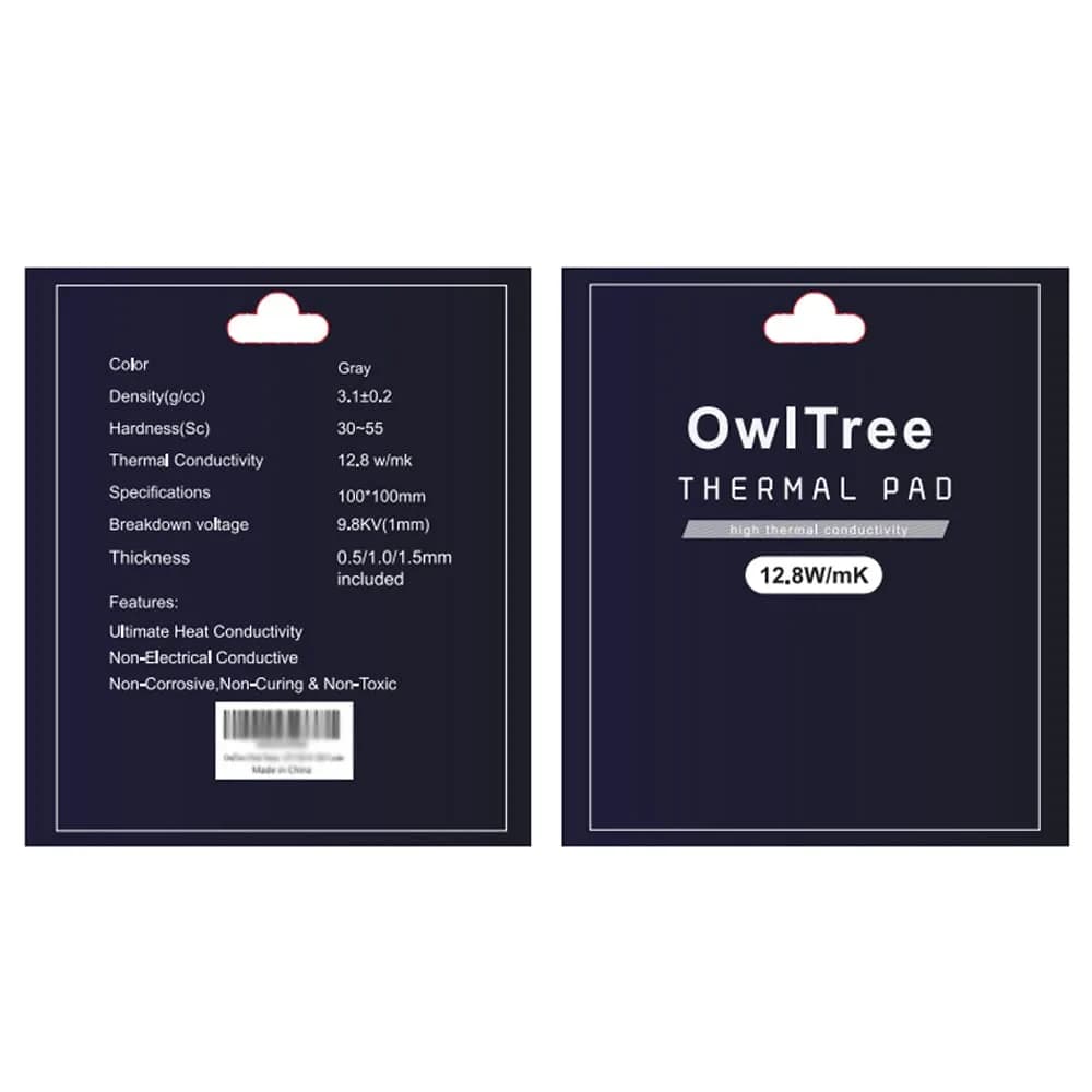 OwlTree 3 Pack Thermal Pads 100x100mm (0.5mm, 1mm, 1.5mm) | 12.8W/mK High Conductivity - view 5