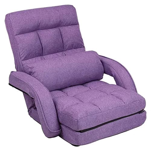 FLOGUOR Floor Chair Purple | 14-Position Adjustable Lazy Sofa with Armrests & Pillow thumbnail 1