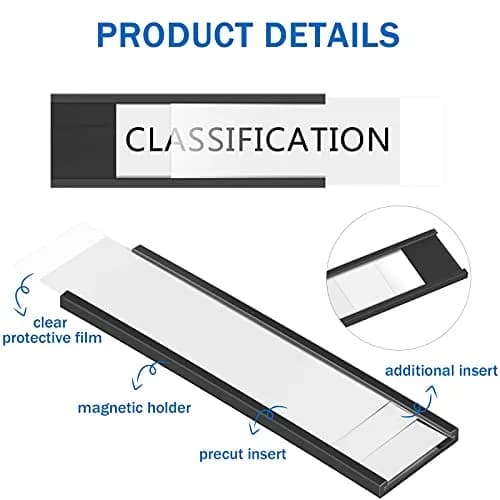 Outus 100 Pcs Magnetic Label Holders for Metal Racks & Shelves | Reusable, Durable, Easy Labeling (70-120 chars) thumbnail 3