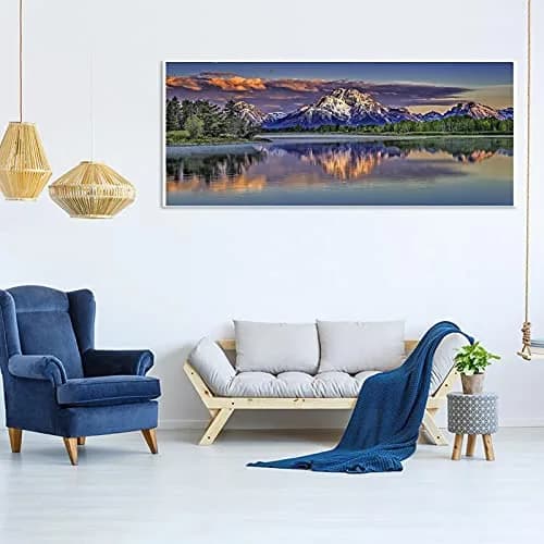 JATOK Diamond Painting Kit for Adults, Mount Moran at Dusk, 90x40cm (35.5x15.7 in) | Full Round Drill HD Canvas thumbnail 4
