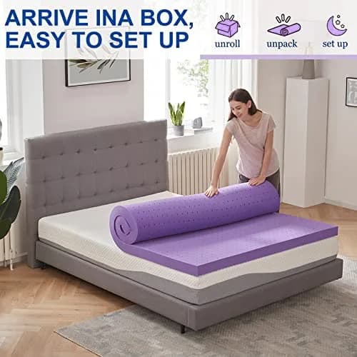 SINWEEK 3 Inch Gel Memory Foam Mattress Topper | Ventilated, CertiPUR-US Certified, Full Size thumbnail 5