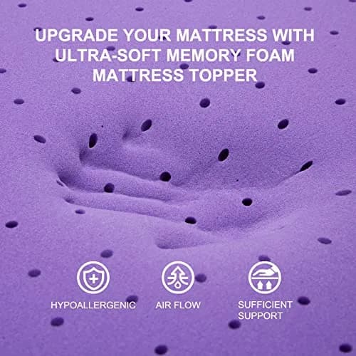 SINWEEK 3 Inch Gel Memory Foam Mattress Topper | Ventilated, CertiPUR-US Certified, Full Size thumbnail 2