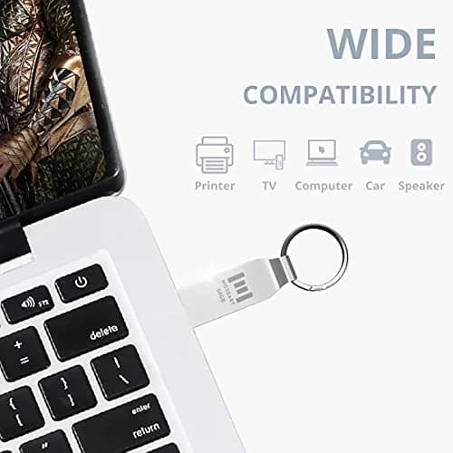 mosDART 2pcs 64GB Metal USB 2.0 Flash Drive Waterproof with Keychain, Silver | Compact Data Storage thumbnail 4