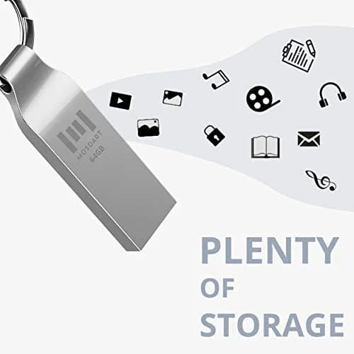 mosDART 2pcs 64GB Metal USB 2.0 Flash Drive Waterproof with Keychain, Silver | Compact Data Storage thumbnail 7