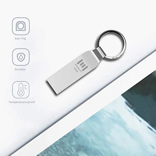 mosDART 2pcs 64GB Metal USB 2.0 Flash Drive Waterproof with Keychain, Silver | Compact Data Storage thumbnail 8