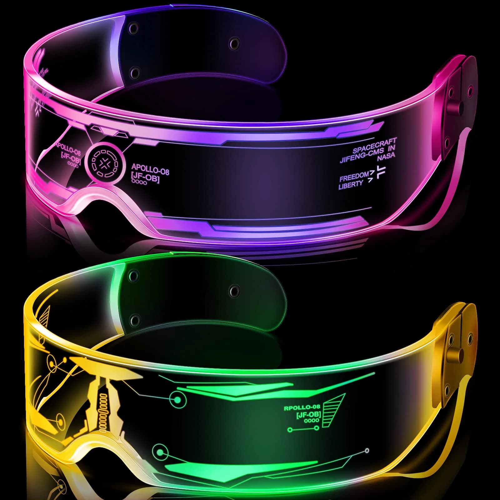 TOODOO LED Visor Glasses 7 Colors | Light Up Punk Accessories for Rave Party