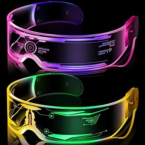 TOODOO LED Visor Glasses 7 Colors | Light Up Punk Accessories for Rave Party thumbnail 1