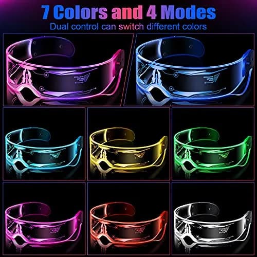 TOODOO LED Visor Glasses 7 Colors | Light Up Punk Accessories for Rave Party thumbnail 4