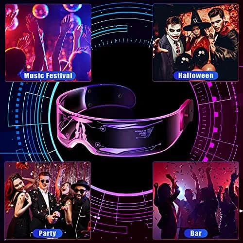 TOODOO LED Visor Glasses 7 Colors | Light Up Punk Accessories for Rave Party thumbnail 5