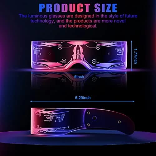 TOODOO LED Visor Glasses 7 Colors | Light Up Punk Accessories for Rave Party thumbnail 2