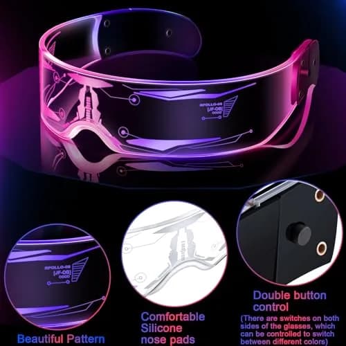 TOODOO LED Visor Glasses 7 Colors | Light Up Punk Accessories for Rave Party thumbnail 3