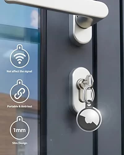 Stouchi Aluminium AirTag Holder Key Ring with Keychain & Rope | 2 Packs, Grey+Silver thumbnail 6