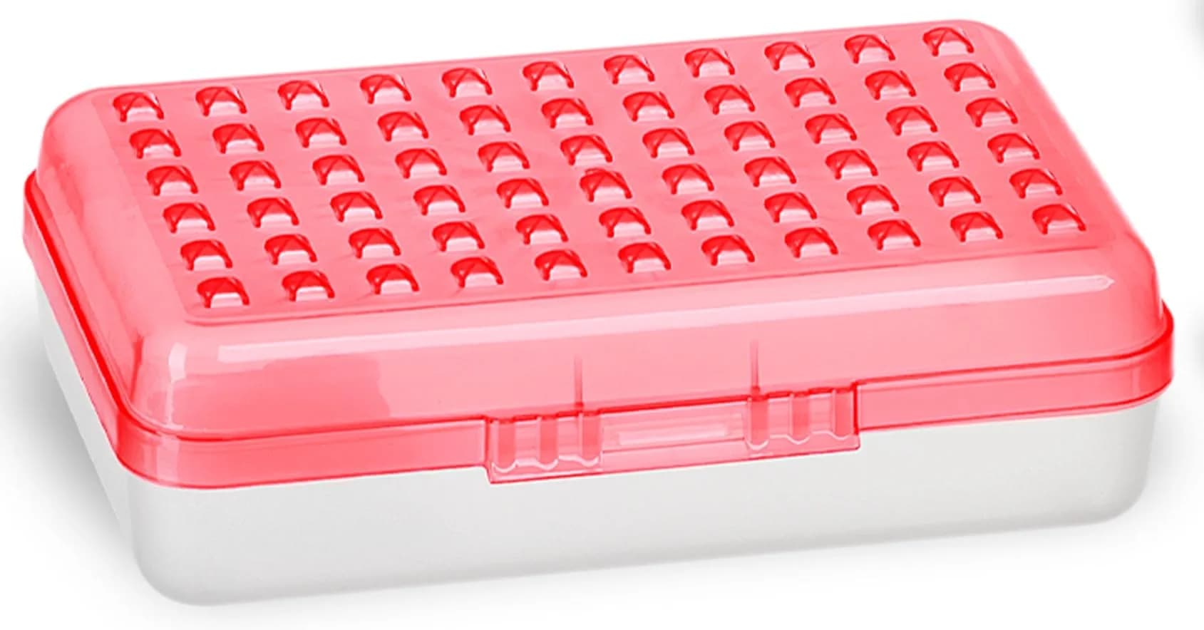 Enday Stackable Pencil Box Blue, Plastic Small Dots Pencil Case 20.9cm (8.25") | Organizer with Snap Closure for Kids & Adults — Red