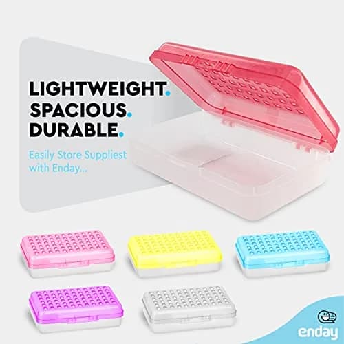 Enday Red Plastic Pencil Box with Small Dots Design, 22 cm (8.75" x 5.25" x 2.5") | Stackable Organizer for Students & Adults thumbnail 4