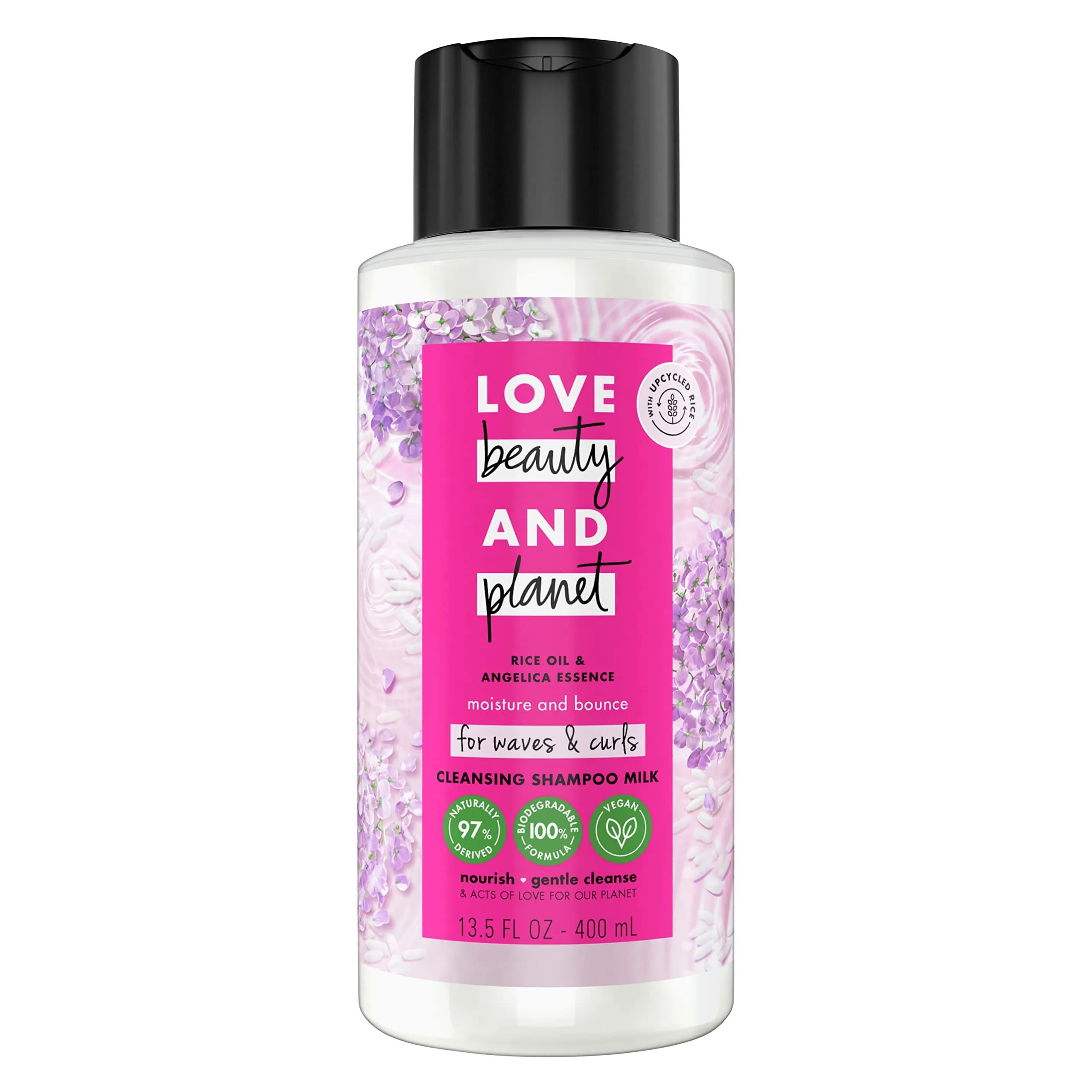 Love Beauty and Planet Rice Oil & Angelica Essence Shampoo Milk for Waves & Curls 13.5 oz | Biodegradable & Sulfate-Free — Shampoo