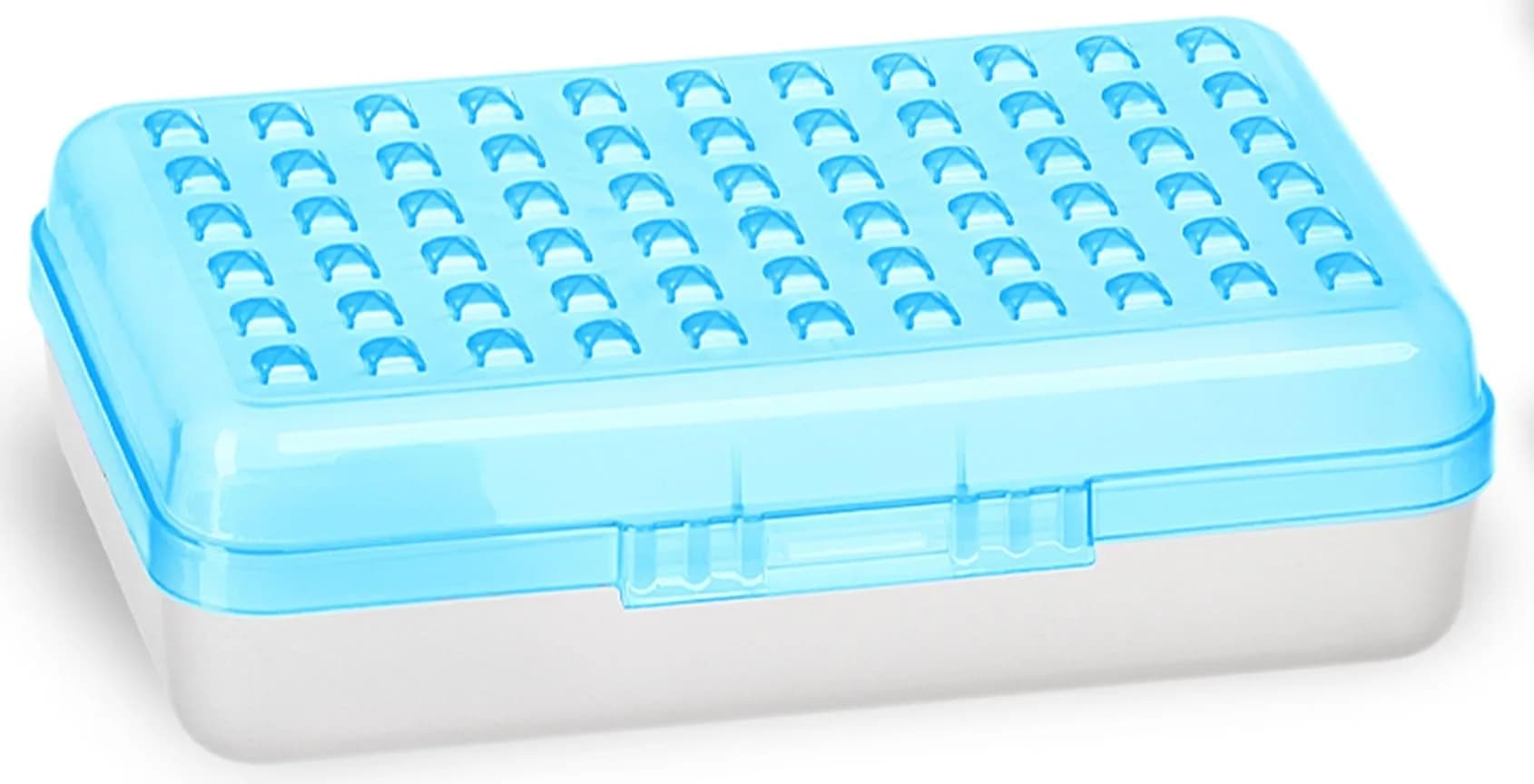 Enday Stackable Pencil Box Blue, Plastic Small Dots Pencil Case 20.9cm (8.25") | Organizer with Snap Closure for Kids & Adults — Blue