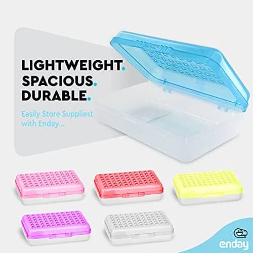 Enday Stackable Pencil Box Blue, Plastic Small Dots Pencil Case 20.9cm (8.25") | Organizer with Snap Closure for Kids & Adults thumbnail 4