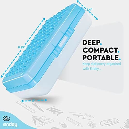 Enday Stackable Pencil Box Blue, Plastic Small Dots Pencil Case 20.9cm (8.25") | Organizer with Snap Closure for Kids & Adults thumbnail 5