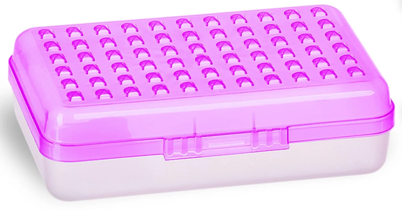 Enday Stackable Pencil Box Blue, Plastic Small Dots Pencil Case 20.9cm (8.25") | Organizer with Snap Closure for Kids & Adults — Purple