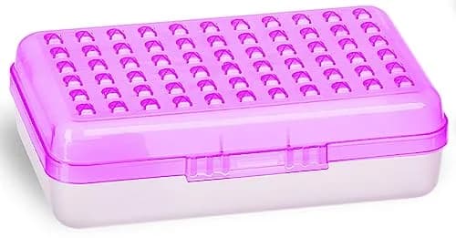 Enday Stackable Pencil Box Purple, Plastic Small Dots Pencil Case 21.5cm (8.25") | Organizer with Snap Closure for Kids & Adults thumbnail 1