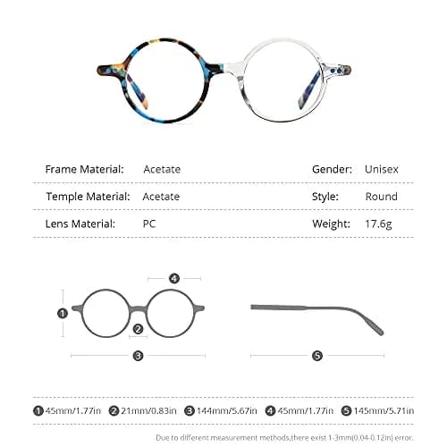 HEPIDEM Vintage Round Optical Glasses Frame 46mm (1.81in) | Unisex Acetate Full Rim thumbnail 3