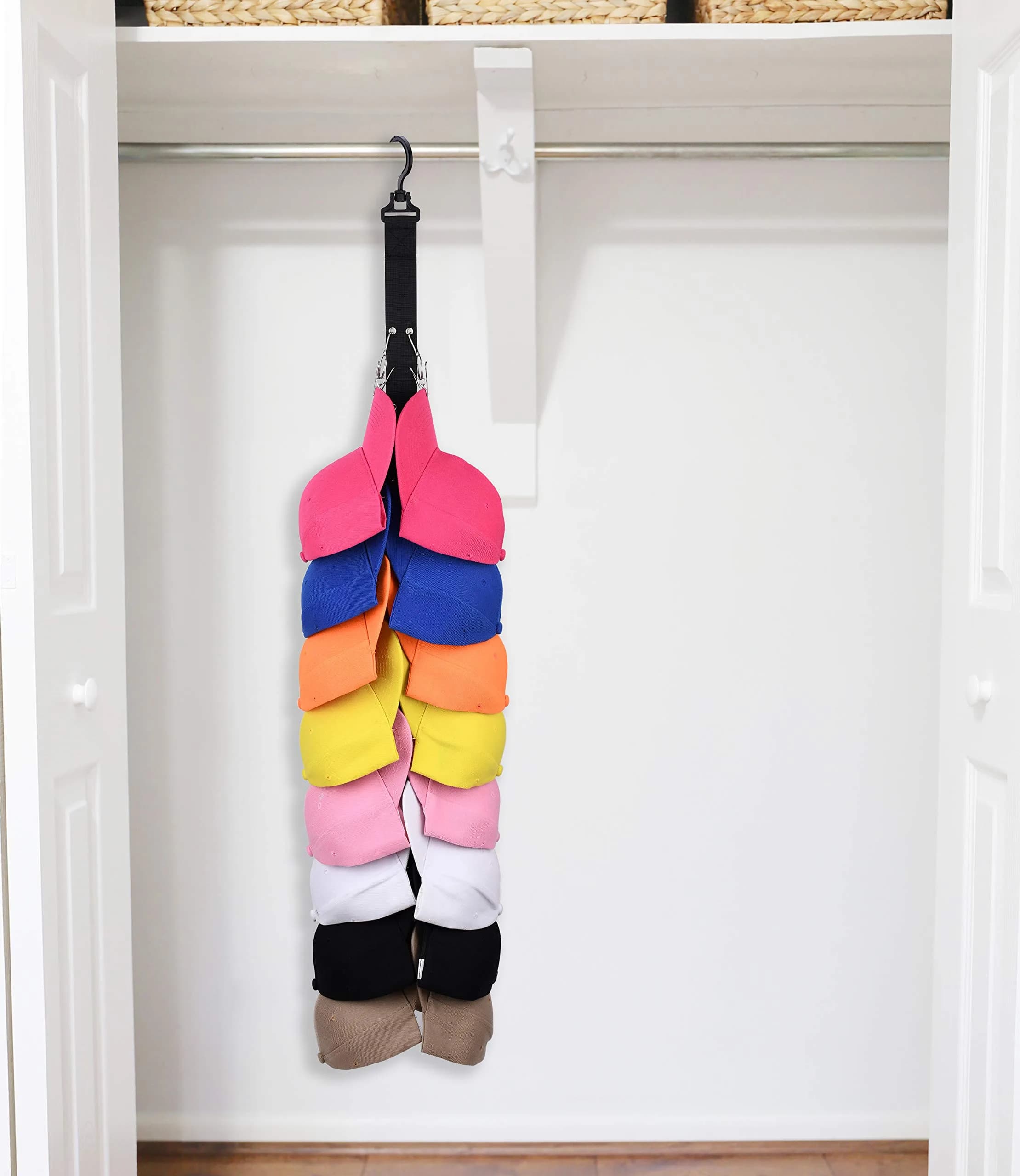 LEVOSHUA Hanging Cap Organizer 16 Baseball Cap Rack Holder | Stores 16 Hats - view 5