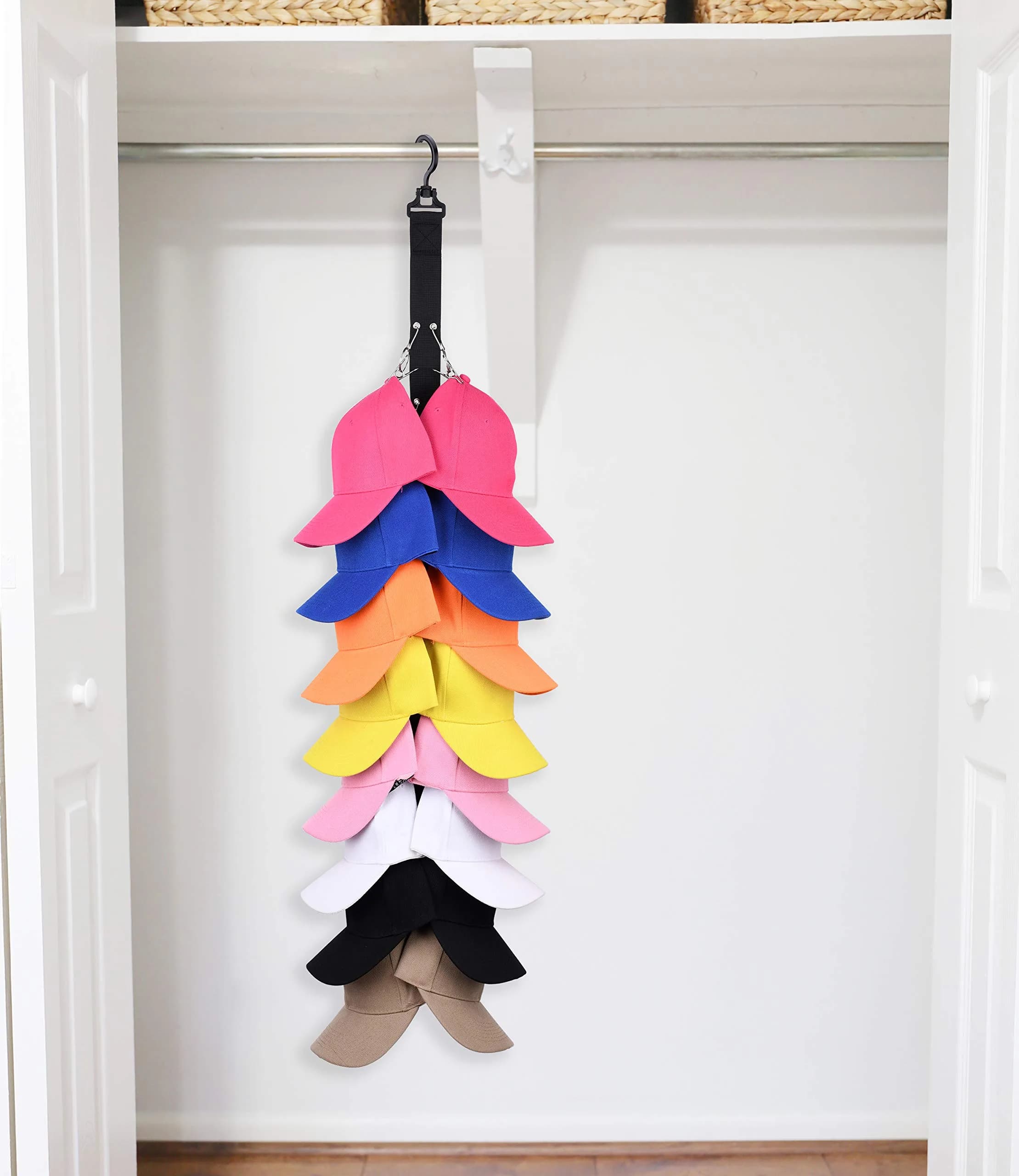 LEVOSHUA Hanging Cap Organizer 16 Baseball Cap Rack Holder | Stores 16 Hats - view 6