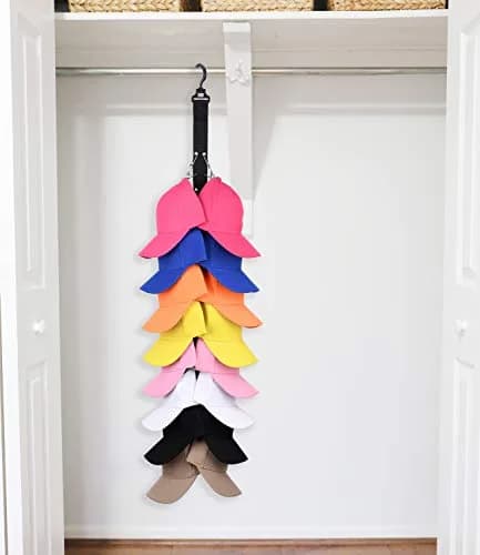 LEVOSHUA Hanging Cap Organizer 16 Baseball Cap Rack Holder | Stores 16 Hats thumbnail 6