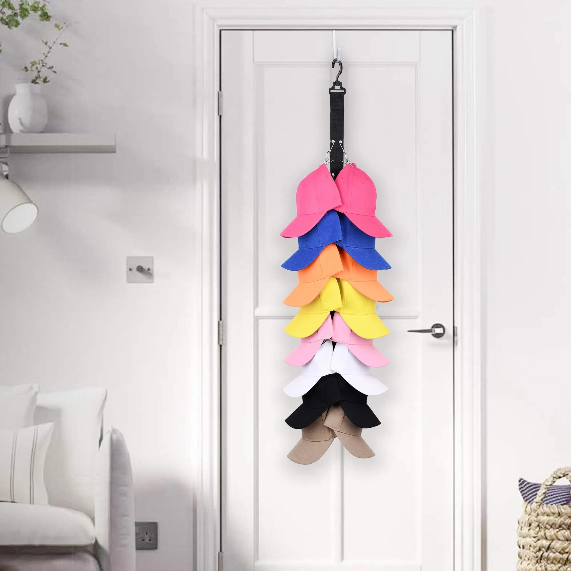 LEVOSHUA Hanging Cap Organizer 16 Baseball Cap Rack Holder | Stores 16 Hats - view 4