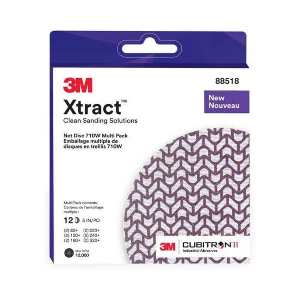 3M Xtract Cubitron II Net Disc 710W, 5 inch (125mm) Assorted Grits | Virtually Dust-Free Sanding - main product image