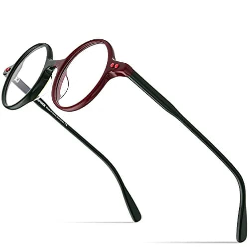 HEPIDEM Acetate Vintage Round Optical Glasses Frame 46mm (1.81in) | Unisex Fashion Eyewear — 9169 Green Red