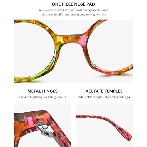 HEPIDEM Acetate Vintage Round Optical Glasses Frame 46mm (1.81in) | Unisex Fashion Eyewear thumbnail 2