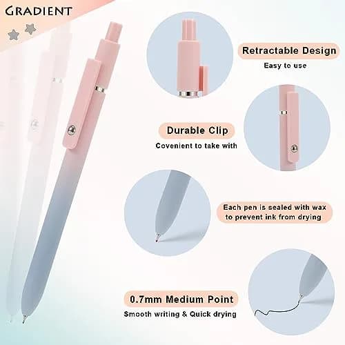 FIOVER Gel Pens Black Ink Medium Point 0.7mm Pens | Smooth Writing for Students & Office thumbnail 3