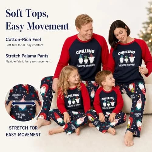 IFFEI Family Christmas Pajamas Matching Sets with Elf Tops Blue 4-5 Years | Festive Family Sleepwear thumbnail 4