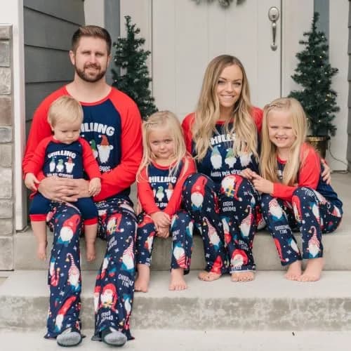 IFFEI Family Christmas Pajamas Matching Sets with Elf Tops Blue 4-5 Years | Festive Family Sleepwear thumbnail 2