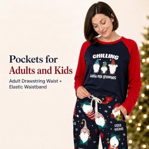IFFEI Family Christmas Pajamas Matching Sets with Elf Tops Blue 4-5 Years | Festive Family Sleepwear thumbnail 3