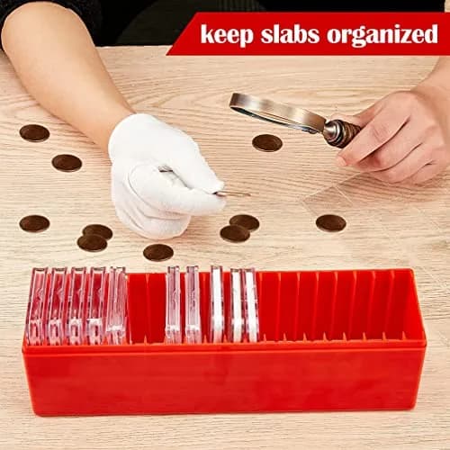 Ettonsun 20-Slot Coin Slab Storage Box Red | Holds NGC, PCGS, PMG Slabs | 26.4 cm (10.4") Red thumbnail 2