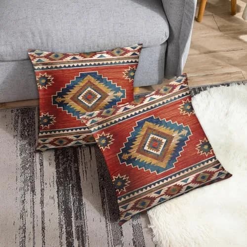 Britimes Throw Pillow Covers Set of 2, 18 x 18 Inch | Geometric Aztec Velvet Decor thumbnail 4