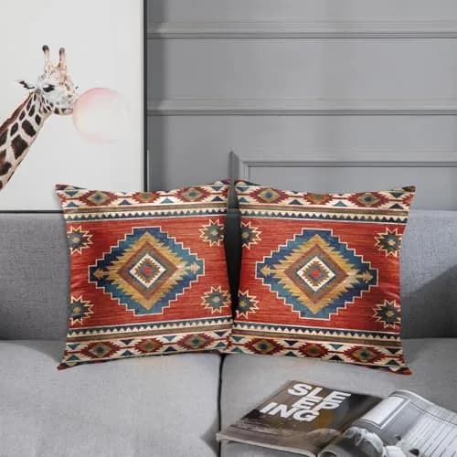 Britimes Throw Pillow Covers Set of 2, 18 x 18 Inch | Geometric Aztec Velvet Decor thumbnail 3
