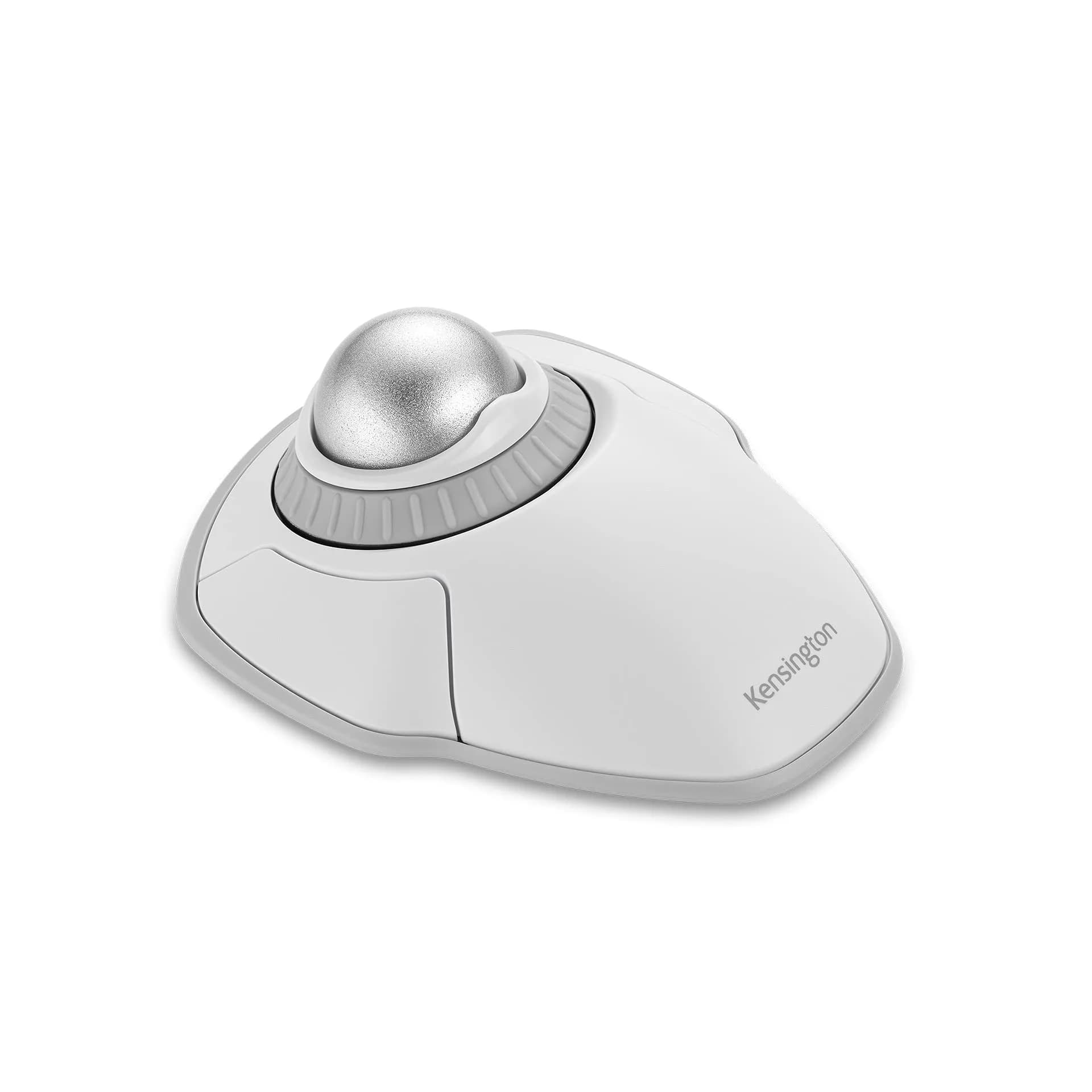 Kensington Orbit Wireless Trackball with Scroll Ring - White (K70991WW) | Ambidextrous, 4 DPI, Bluetooth & 2.4 GHz — White-Grey