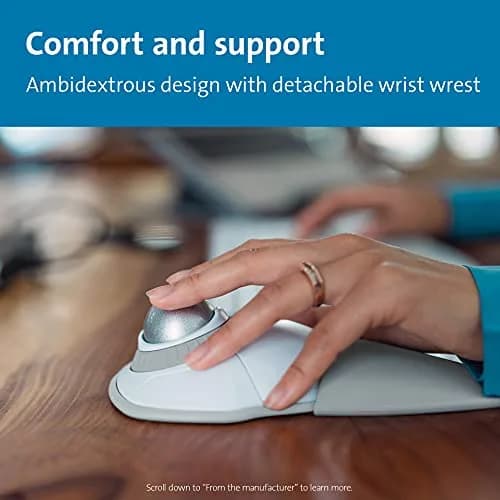 Kensington Orbit Wireless Trackball with Scroll Ring - White (K70991WW) | Ambidextrous, 4 DPI, Bluetooth & 2.4 GHz thumbnail 5