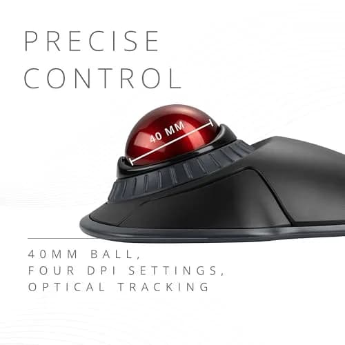 Kensington Orbit Wireless Trackball with Scroll Ring - Black-Red (K70990WW) | 18.8cm x 14.2cm x 8.9cm thumbnail 4
