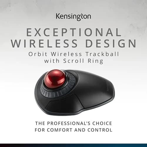 Kensington Orbit Wireless Trackball with Scroll Ring - Black-Red (K70990WW) | 18.8cm x 14.2cm x 8.9cm thumbnail 2