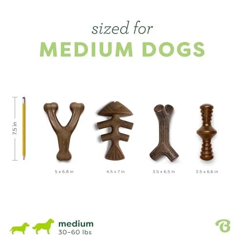 Benebone Medium 4-Pack Dog Chew Toys for Aggressive Chewers Under 60 lbs | Real Bacon Flavor thumbnail 4
