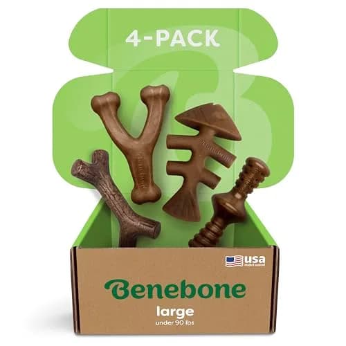 Benebone Large 4-Pack Dog Chew Toys for Aggressive Chewers – 2.8 lbs (1.27 kg) | USA-Sourced Nylon for Dogs Under 90 lbs thumbnail 1
