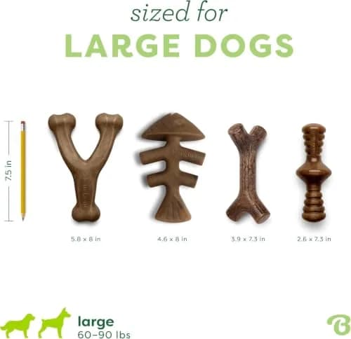 Benebone Large 4-Pack Dog Chew Toys for Aggressive Chewers – 2.8 lbs (1.27 kg) | USA-Sourced Nylon for Dogs Under 90 lbs thumbnail 4