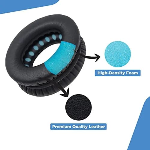 ElloGear Blue Headphone Ear Pad Replacement for Bose QC25 & More | Premium Leather & Memory Foam (1 Pack) thumbnail 5