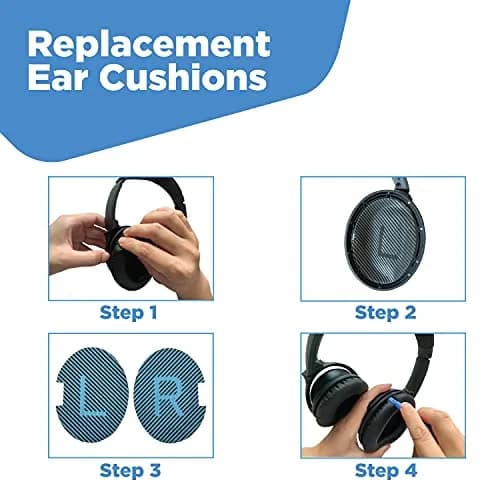 ElloGear Blue Headphone Ear Pad Replacement for Bose QC25 & More | Premium Leather & Memory Foam (1 Pack) thumbnail 8