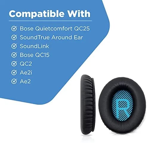 ElloGear Blue Headphone Ear Pad Replacement for Bose QC25 & More | Premium Leather & Memory Foam (1 Pack) thumbnail 2