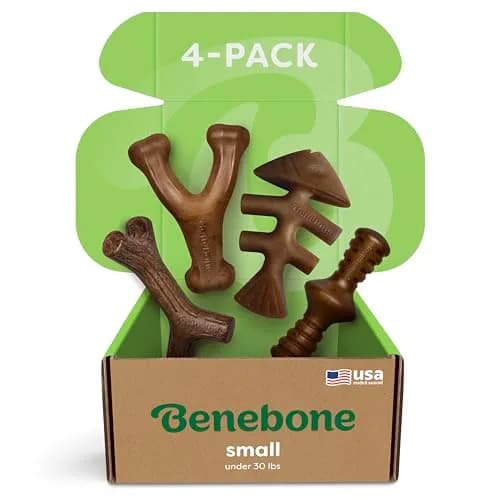 Benebone Small 4-Pack Bacon Flavored Dog Chew Toys for Aggressive Chewers – Under 30 lbs | Durable, Multipack, Super Chewer, Made in USA thumbnail 1